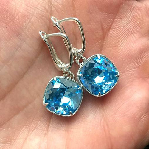 Strieborné náušnice so Swarovski kryštálom