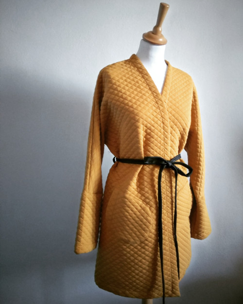 Hořčicový cardigan dlouhý