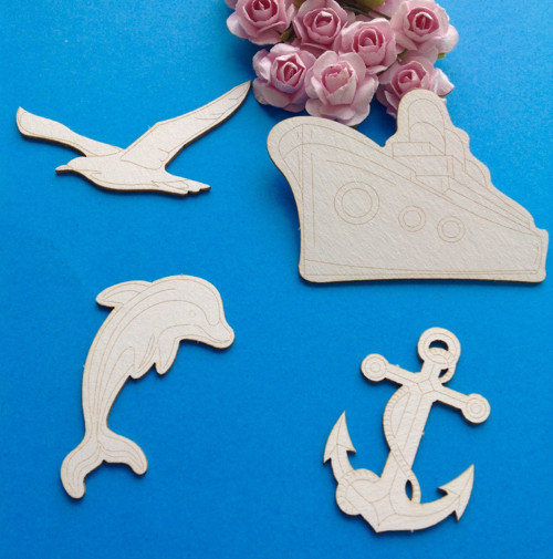 Dekorace 4 ks ,chipboard (CHC)