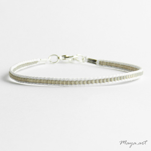 Bílošedý náramek WEAVED BRACELET