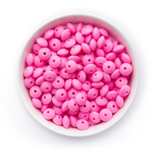 Silikonové korálky DISK 12mm (4ks) - pink