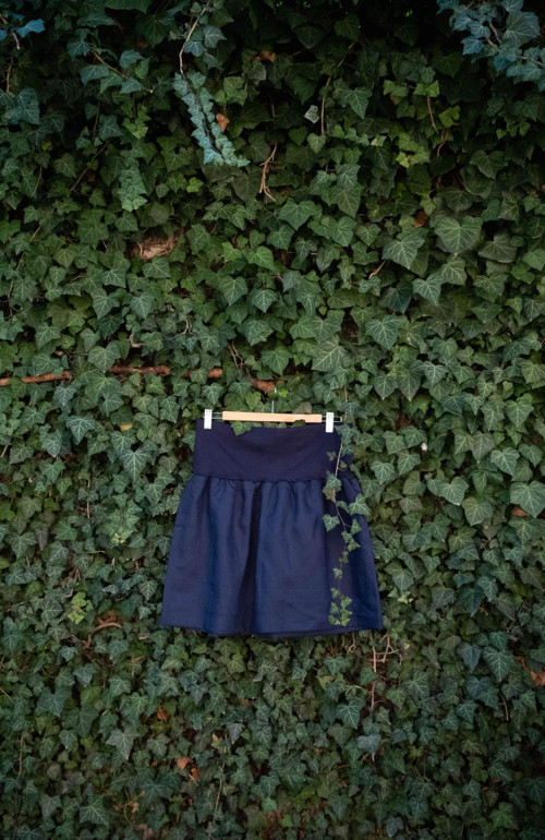 Navy - modrá lněná sukně — foto 1