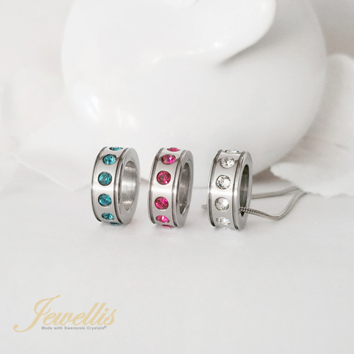 Ocelový náhrdelník korálek s krystaly Swarovski