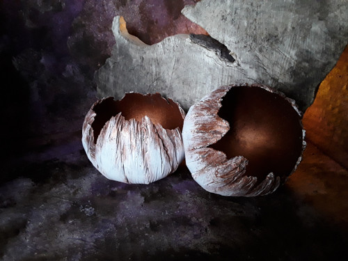 Beton-svícny " Bílá+měď " — foto 1