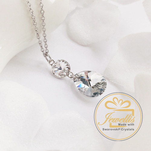 Ocelový náhrdelník Mini Pear kapky - Swarovski