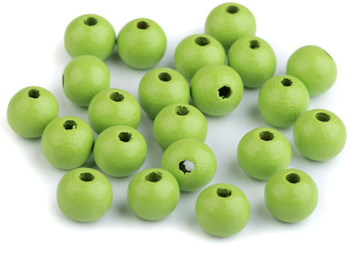 Dřevěné korálky 10 mm (40ks) - světle zelená