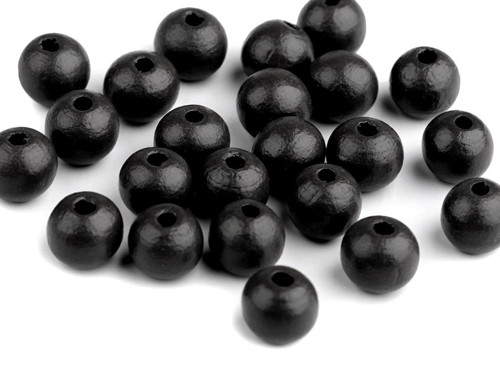 Dřevěné korálky 10 mm (20g) - černá