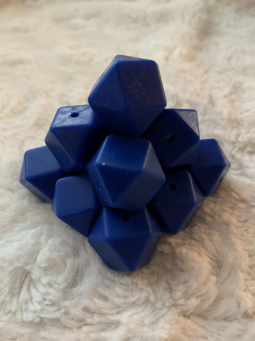 Silikonové korálky hexagon (1ks) MODRÁ OCELOVÁ