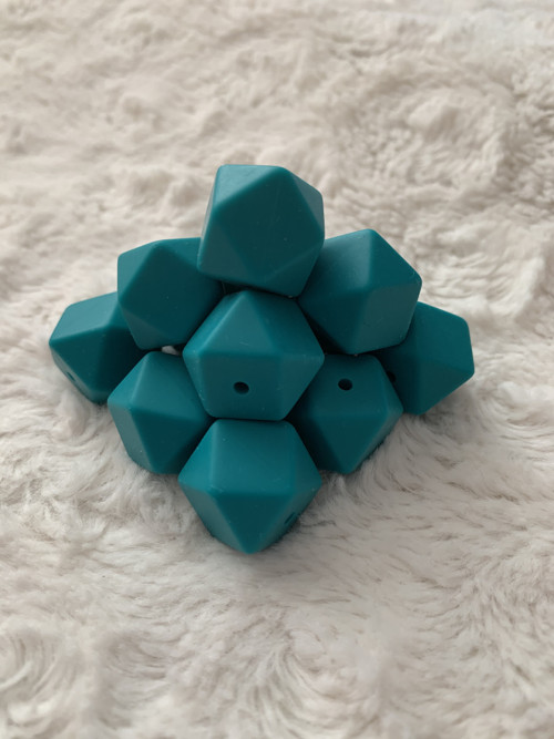 Silikonové korálky hexagon (1ks) TMAVÁ ZELENÁ