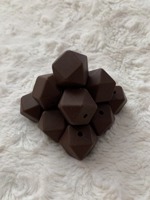 Silikonové korálky hexagon (1ks) HNĚDÁ