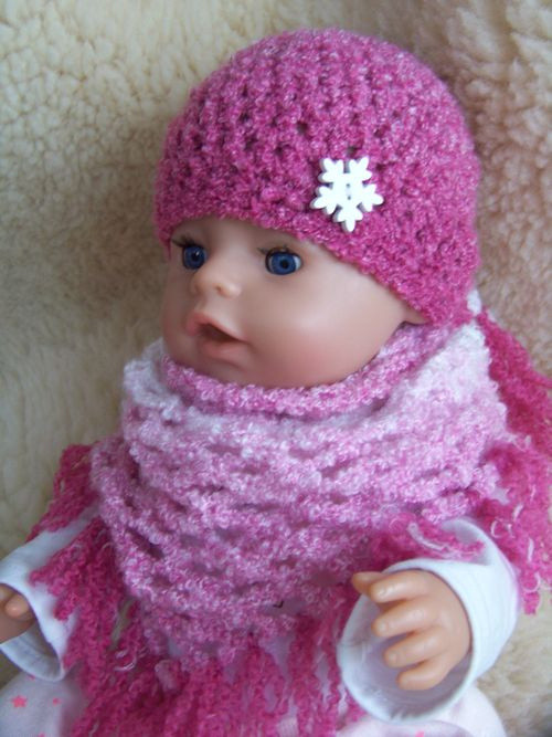 Čepička a šátek pro Baby born - růžový melír