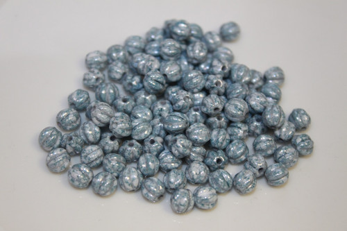 Meloun - 6mm - bílá/modrá terakota - 30ks - 23kč