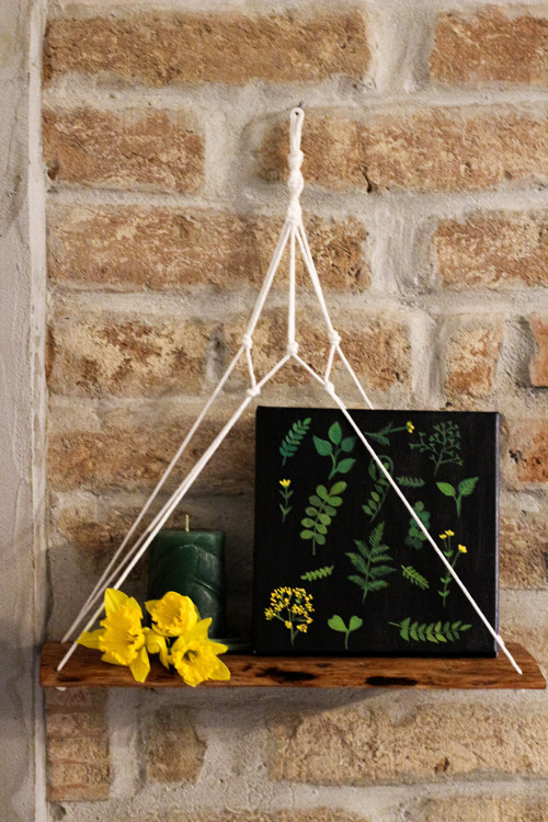 Rustikální polička- Macramé — foto 1