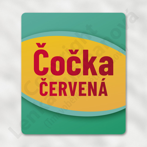 Čočka červená - samolepka na nádobu