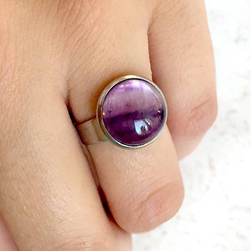 Elegantní prsten s fluoritem chirurgická ocel