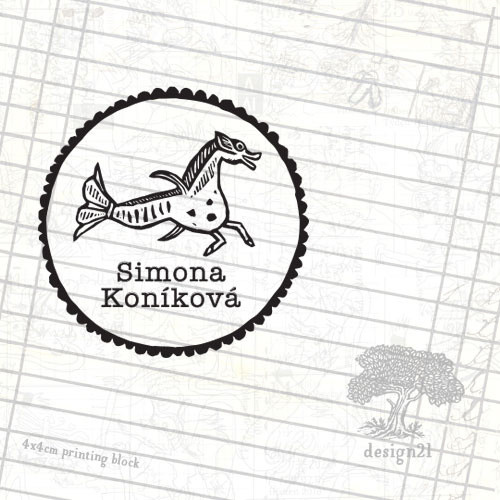 Mořský koník: razítko 4x4 cm