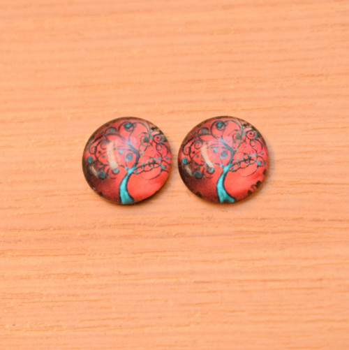 Skleněný kabošon - 12mm - 2 kusy