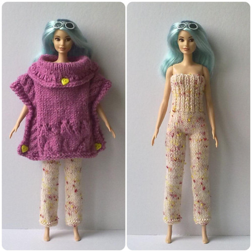 Oblečky pro Barbie - svetr (pončo), overal