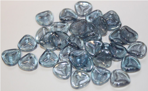 Lístečky - 7/8mm - čirá/modrý listr - 30ks - 26kč
