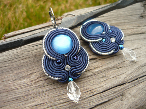 Soutache náušnice Blue & Silver — foto 1