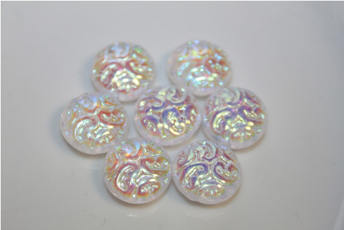 Čočka s ornamentem - 14mm - čirá/AB - 5ks - 19kč