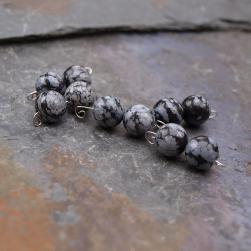 Obsidián vločkový , výběrový pár 0,9 cm — foto 1