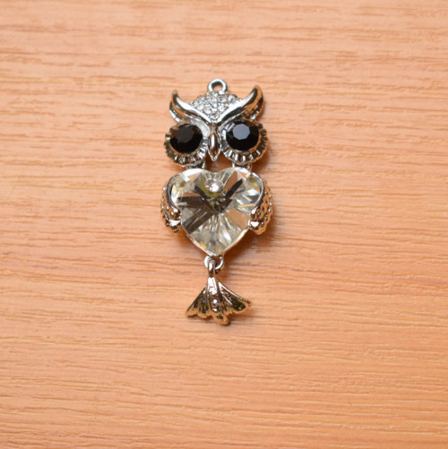Sova - starostříbro - 45mm x 18mm