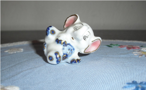 Porcelánová miniatura, SLON, modrý dekor