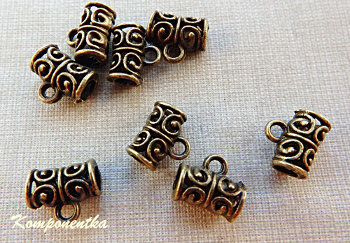Mezidíl s očkem starobronz 11x9mm 1kus