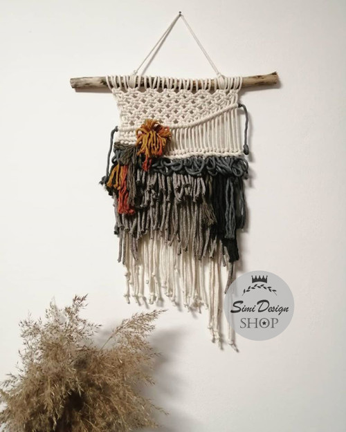 Boho dekorace MACRAME s třásněmi a tkanými prvky
