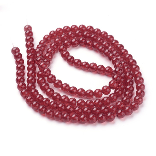 Práskané tmavě červené korálky 6mm/30ks