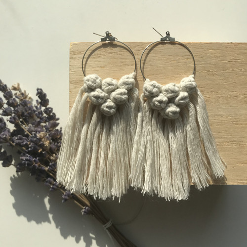 Macramé naušnice -ROSES — foto 1