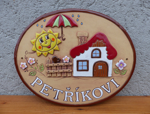 Domovní číslo se jménem - na obj.