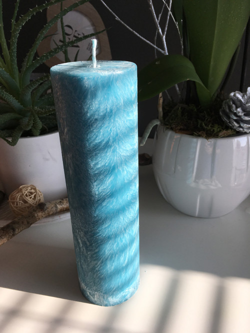 Svíčka válec vysoký tyrkys 22x6 cm
