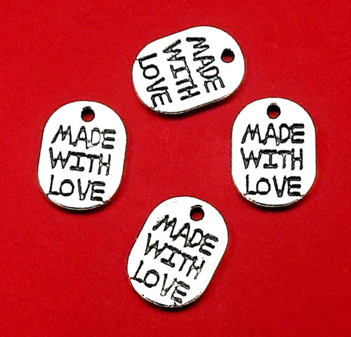 Starostříbrný přívěsek "MADE WITH LOVE" - 4 kusy