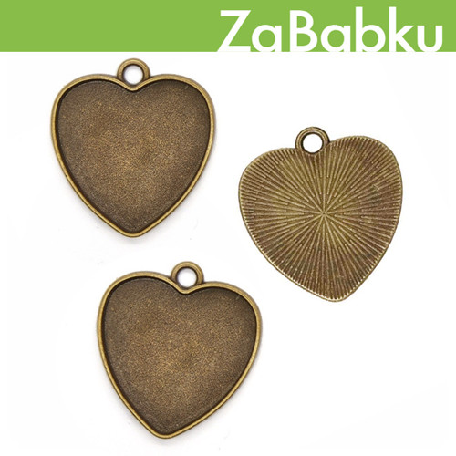 Lůžko srdce 25mm / Starobronz / 4ks