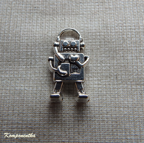 Kovový přívěsek robot 3D 17x9mm 1kus