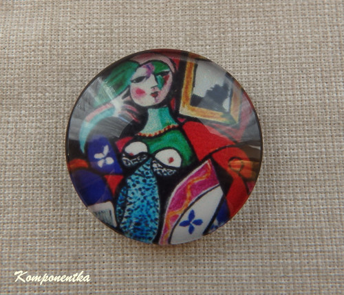 Skleněný kabošon Picasso 25mm — foto 1