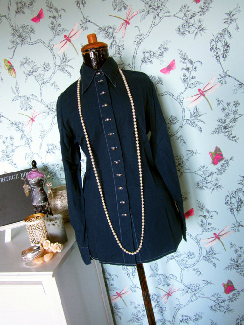 Košile vintage dark blue — foto 1
