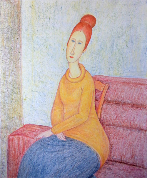 Jeanne v žlutém svetru
