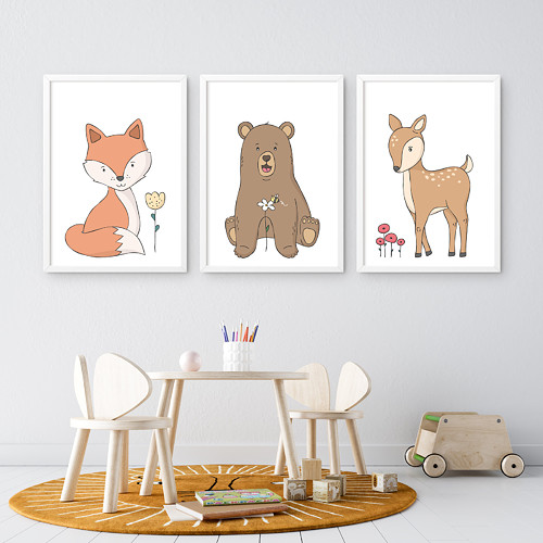 Lesní zvířátka - set 3 tisků