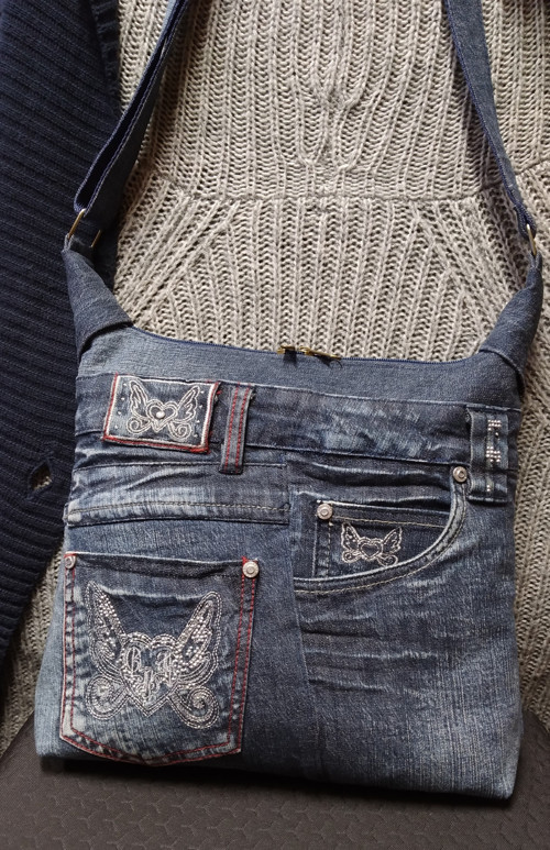 Crossbody riflová - Kabelka "A7" — foto 1