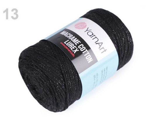 1ks (722) Černá Pletací Příze Macrame Cotton — foto 1