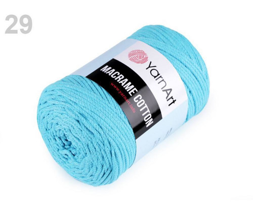 1ks 29 (763) Modrá Azurová Pletací Příze Macrame — foto 1