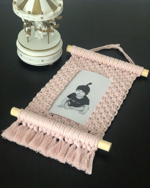 Macramé rámeček na fotografii