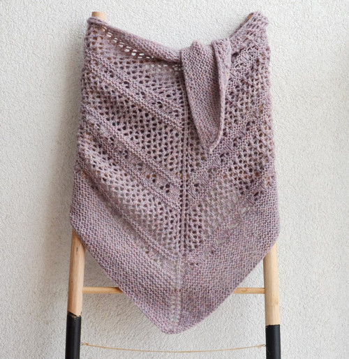 Pletený krajkový šátek, starorůžová Alpaca +Merino