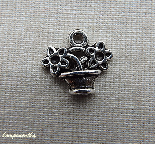 Kovový přívěsek kytička v květníčku 12x14mm 1kus
