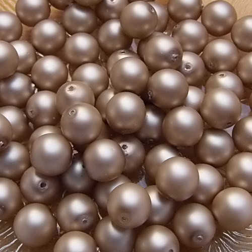 Voskované perly 8 mm - světle hnědé - mat