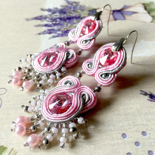 Soutache náušnice "Rose Dust"