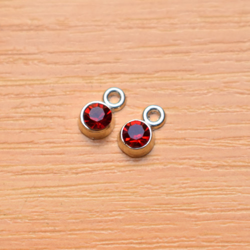Červený krystal - starostříbro - 6x9mm - 2 kusy